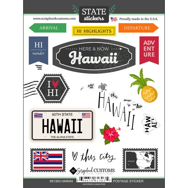 Scrapbook Customs HAWAII Postage Stickers 14 pc. Scrapbooksrus
