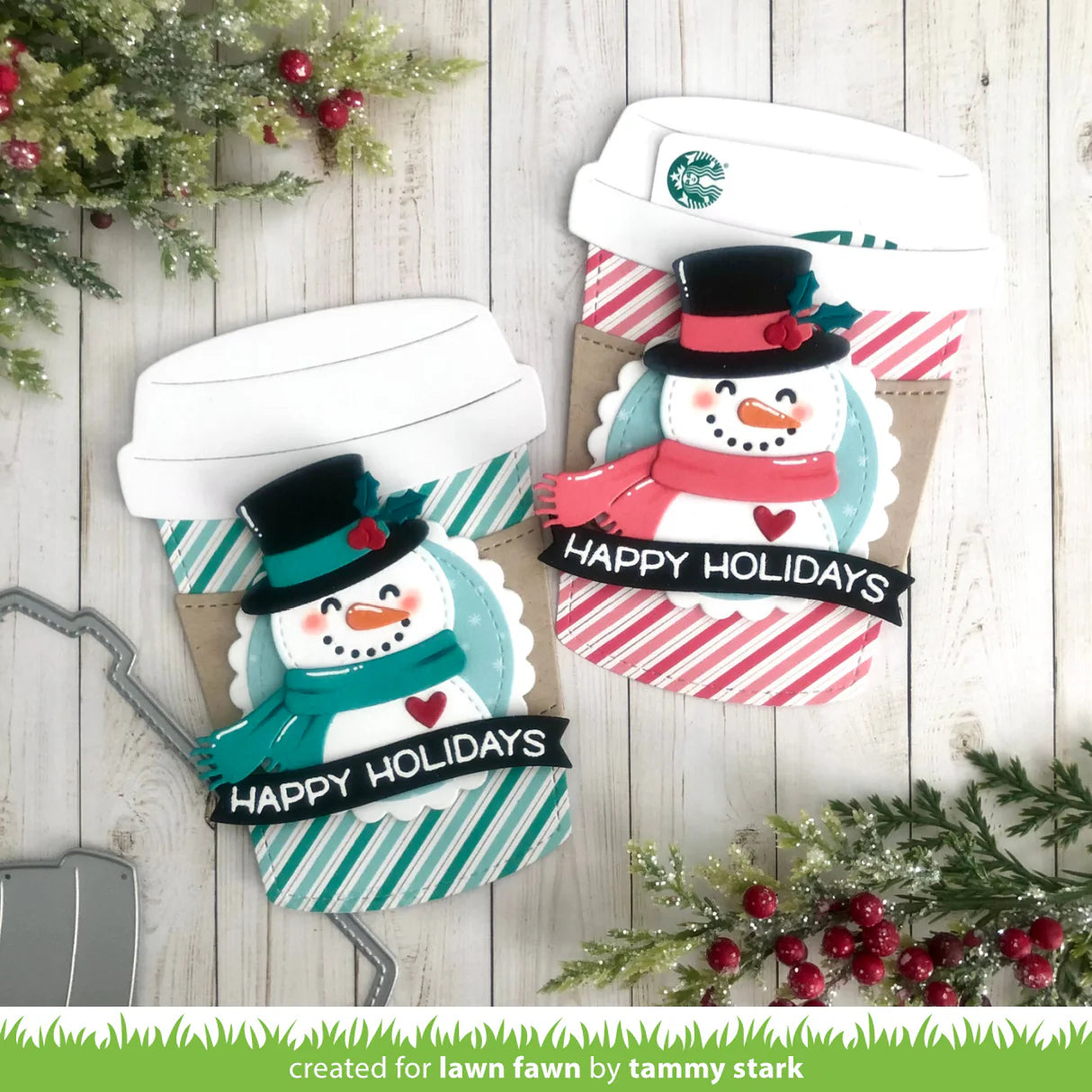 Lawn Cuts COFFEE CUP CARD HOLDER Custom Craft Dies 6pc