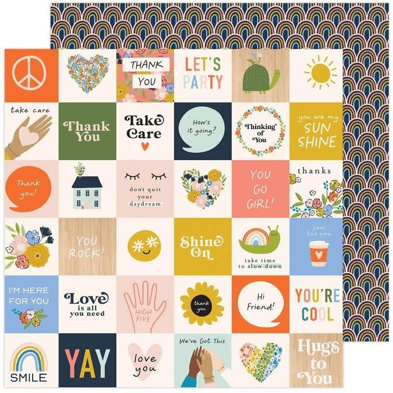 AC Jen Hadfield Reaching Out HELLO YOU 12"X12" Scrapbook Paper