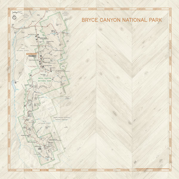 Scrapbook Customs NATIONAL PARK MAP AND WORDS 12"X12" Scrapbook Paper