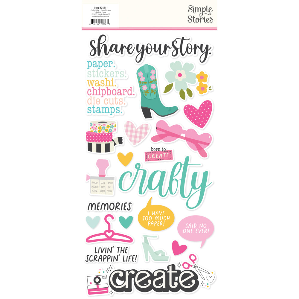 Simple Stories CRAFTY BABE Foam Stickers 38pc