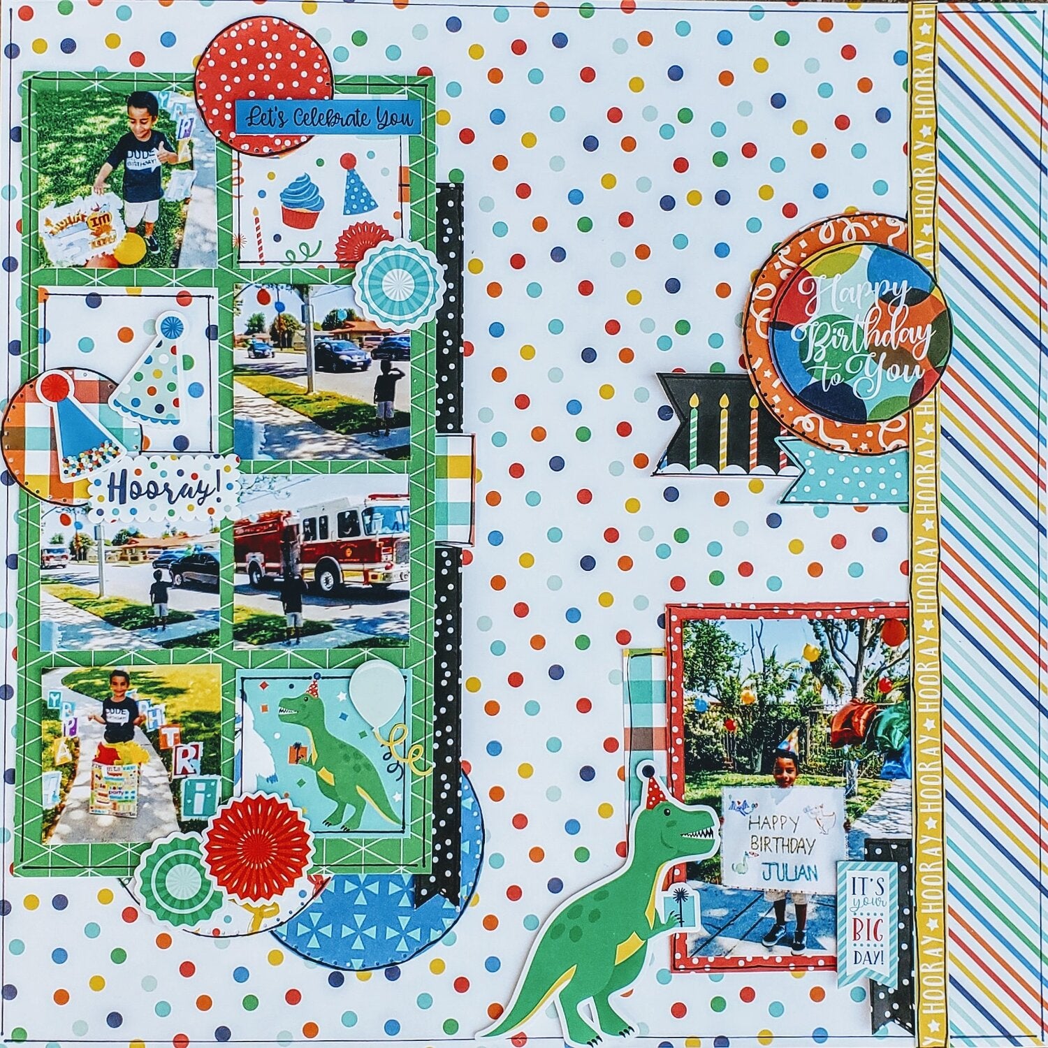 Echo Park It’s Your Birthday Boy BALLOON ANIMALS 12"X12" Scrapbook Paper