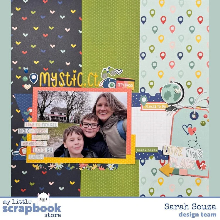 Simple Stories PACK YOUR BAGS Here & There 12”X12” Scrapbook Paper
