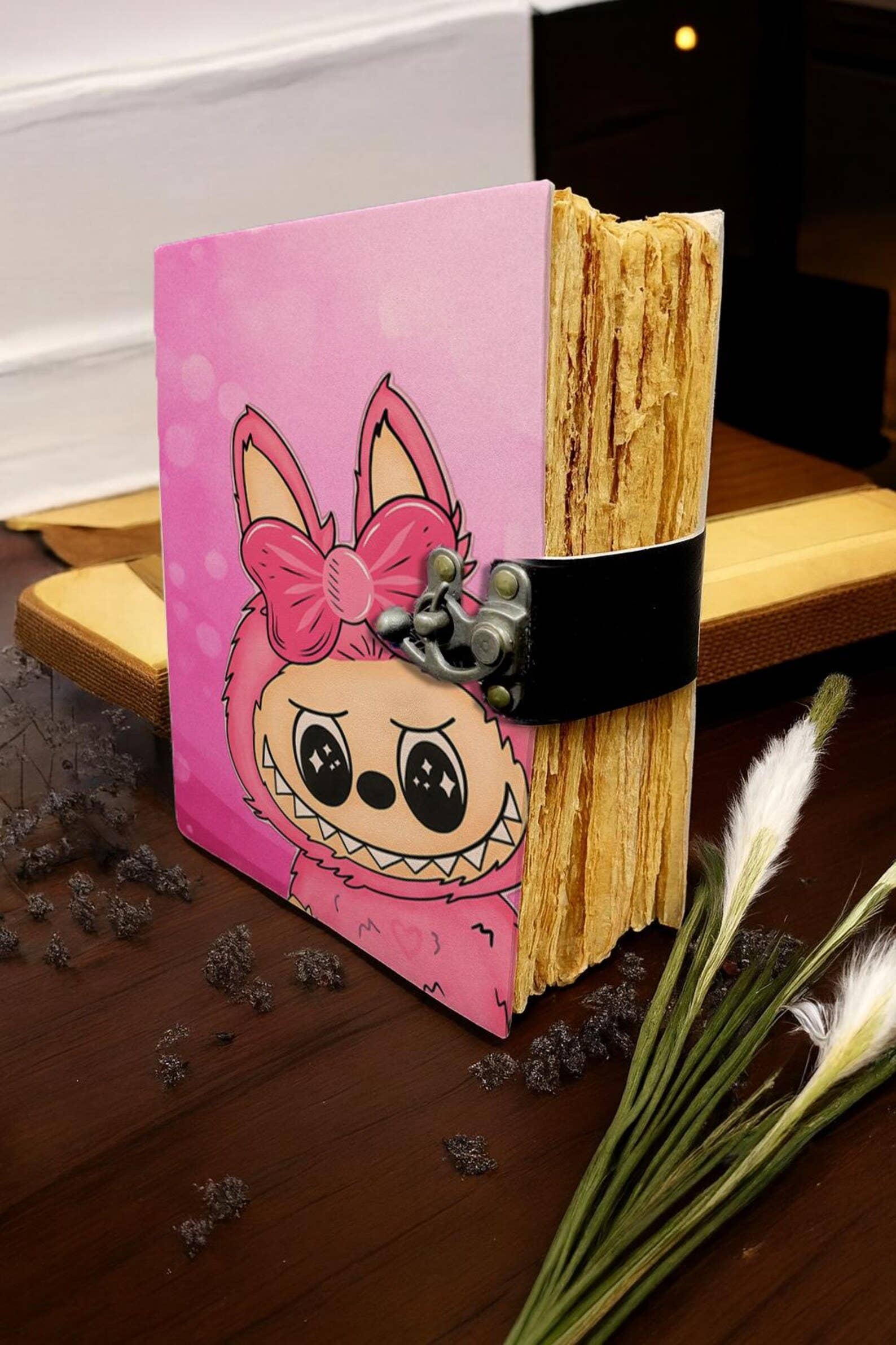 Soft Leather Journal LABUBU Blank Lock Handmade A7