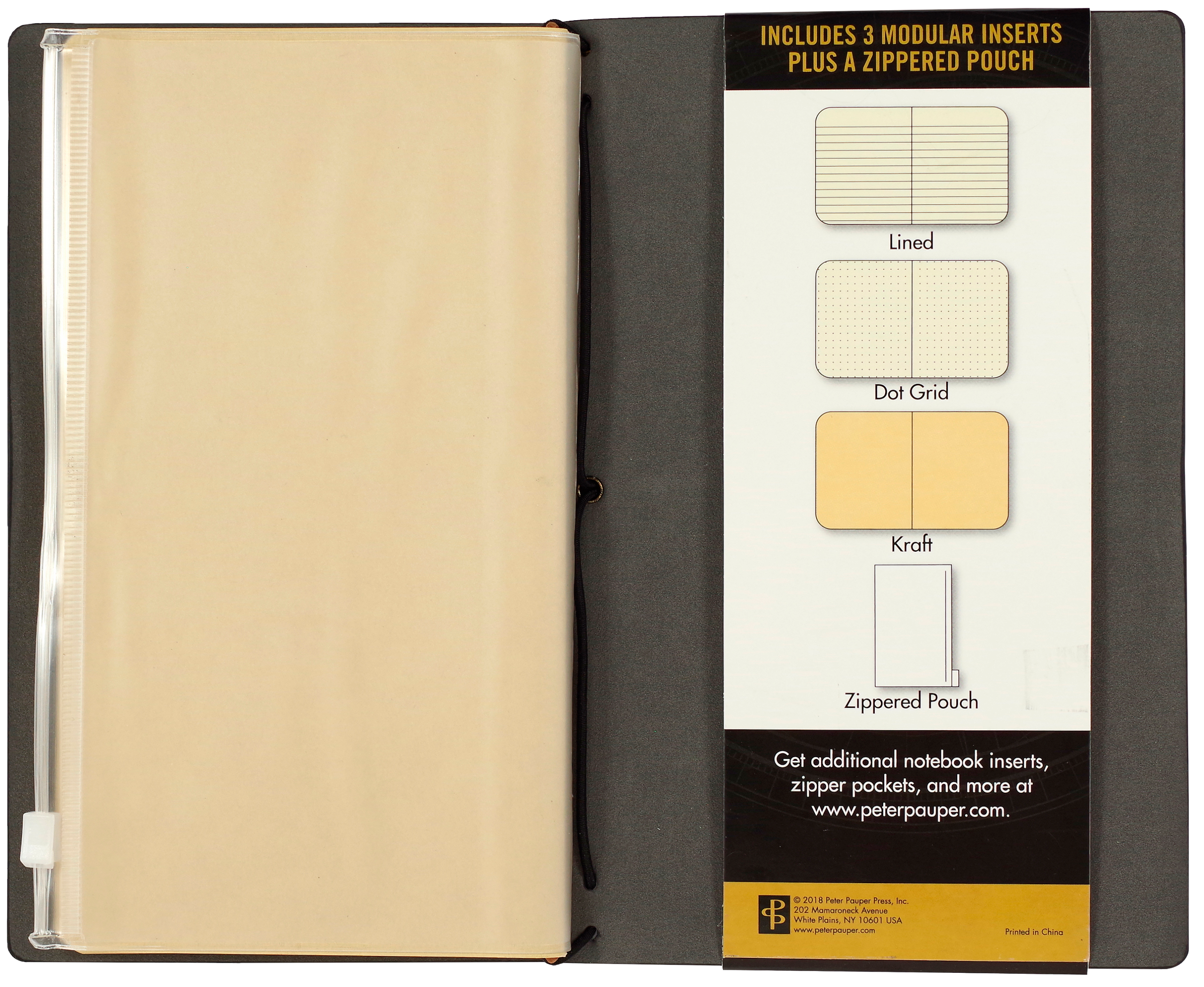 Peter Pauper VOYAGER BLACK Travel Journal Notebook