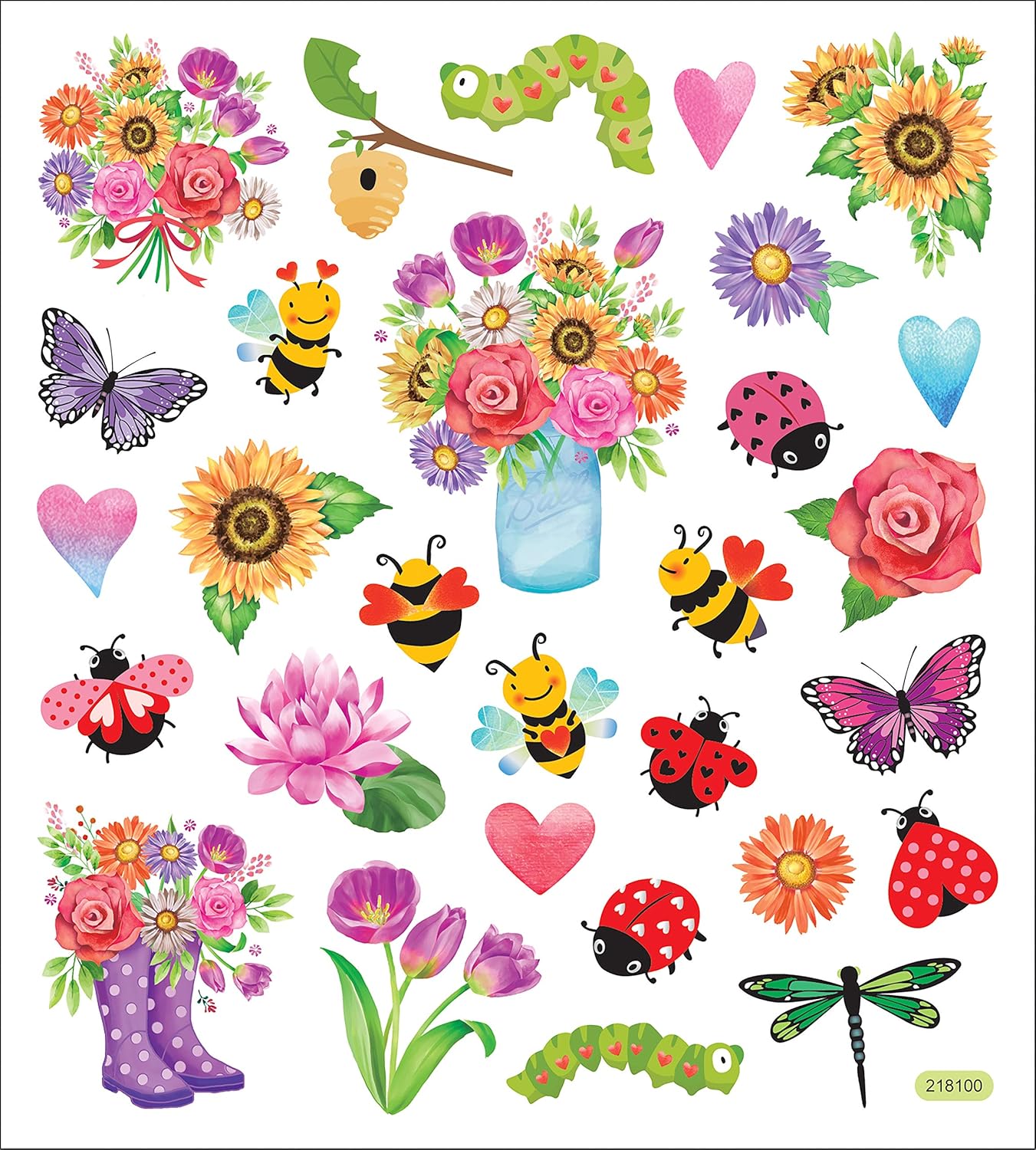 Sticker King SPRING FLOWERS & BUGS Stickers 30pc