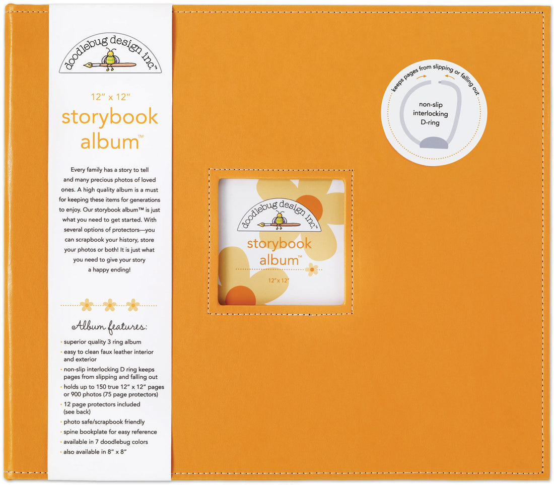 Doodlebug STORYBOOK ALBUM TANGERINE 12”X12” D-Ring Scrapbook