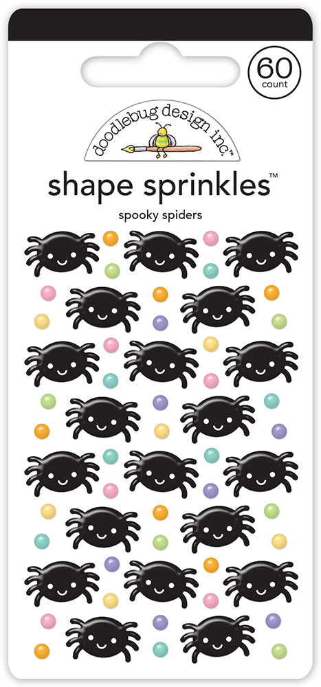 Doodlebug Sweet & SPOOKY SPIDERS Shape Sprinkles Stickers 60pc
