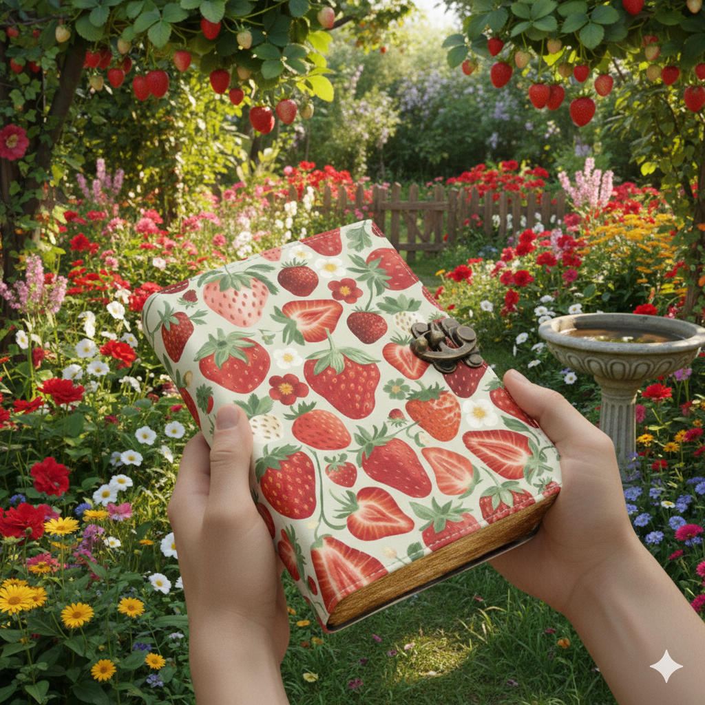 Soft Leather STRAWBERRY Journal Blank A7