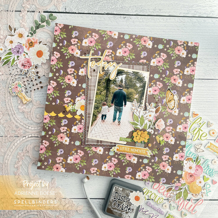 Simple Stories Simple Vintage Flower Shoppe CAPTURED 12X12 Scrapbook Paper