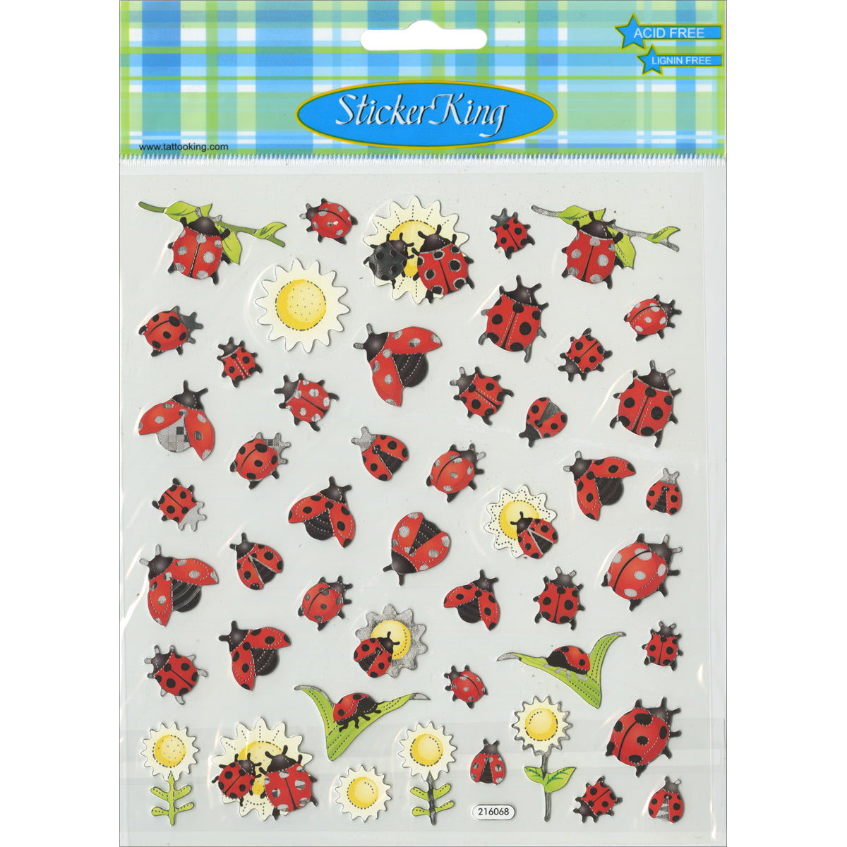 Sticker King LADYBUG & SUNFLOWERS Foil Stickers 30pc