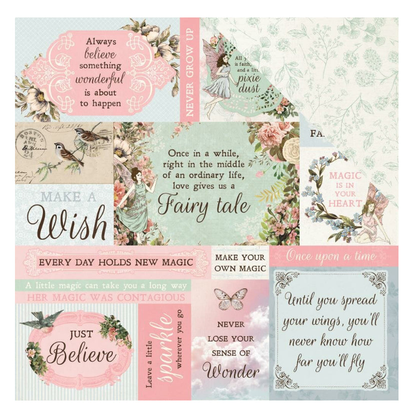 Kaisercraft Fairy Garden WISHES 12"X12" Scrapbook Paper