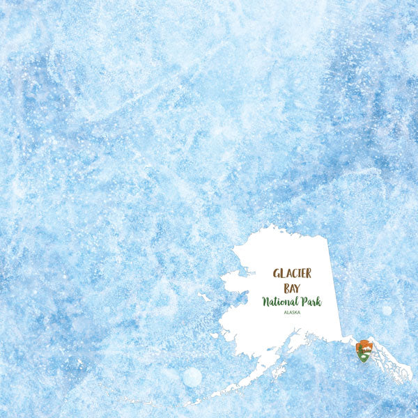 GLACIER BAY National Park Watercolor 12"X12" Scrapbook Paper Scrapbooksrus