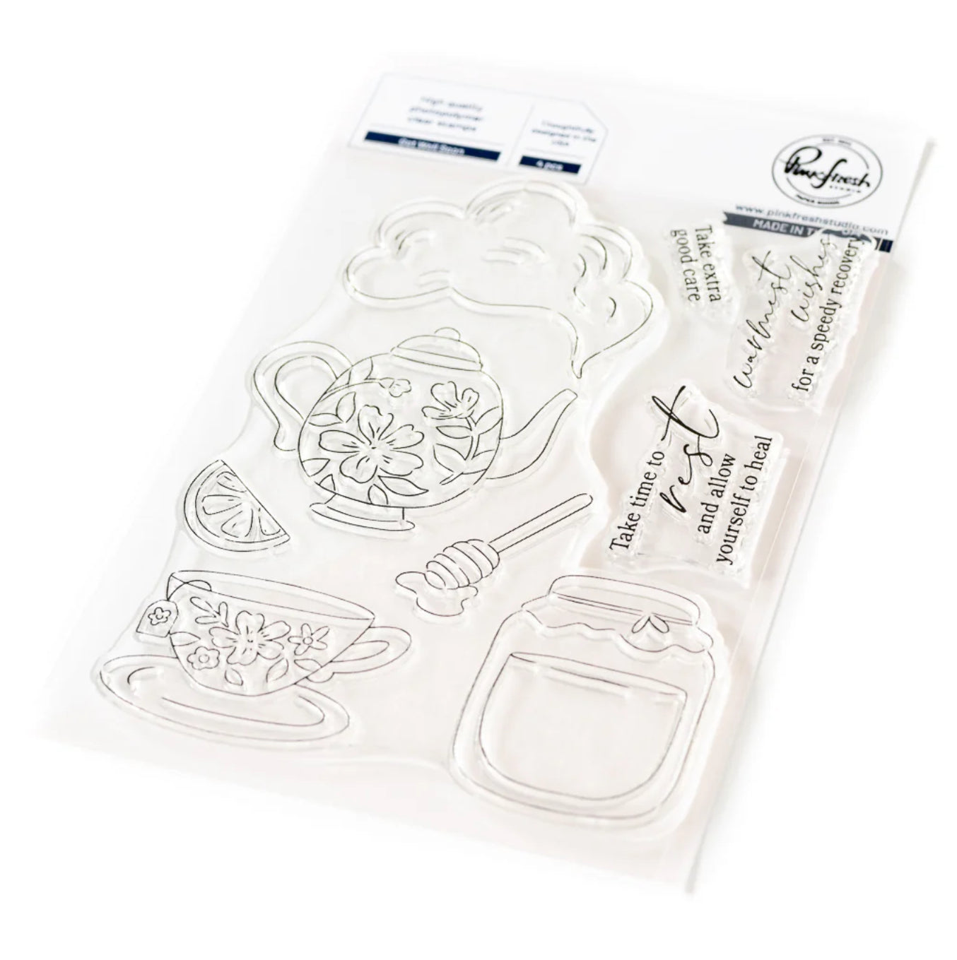 Pinkfresh Studio GET WELL SOON Clear Stamp & Die Set 7pc