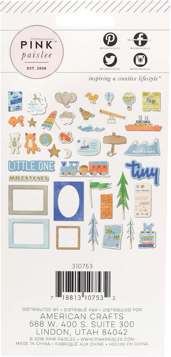 Pink Paislee LITTLE ADVENTURER Boy Ephemera 40pc