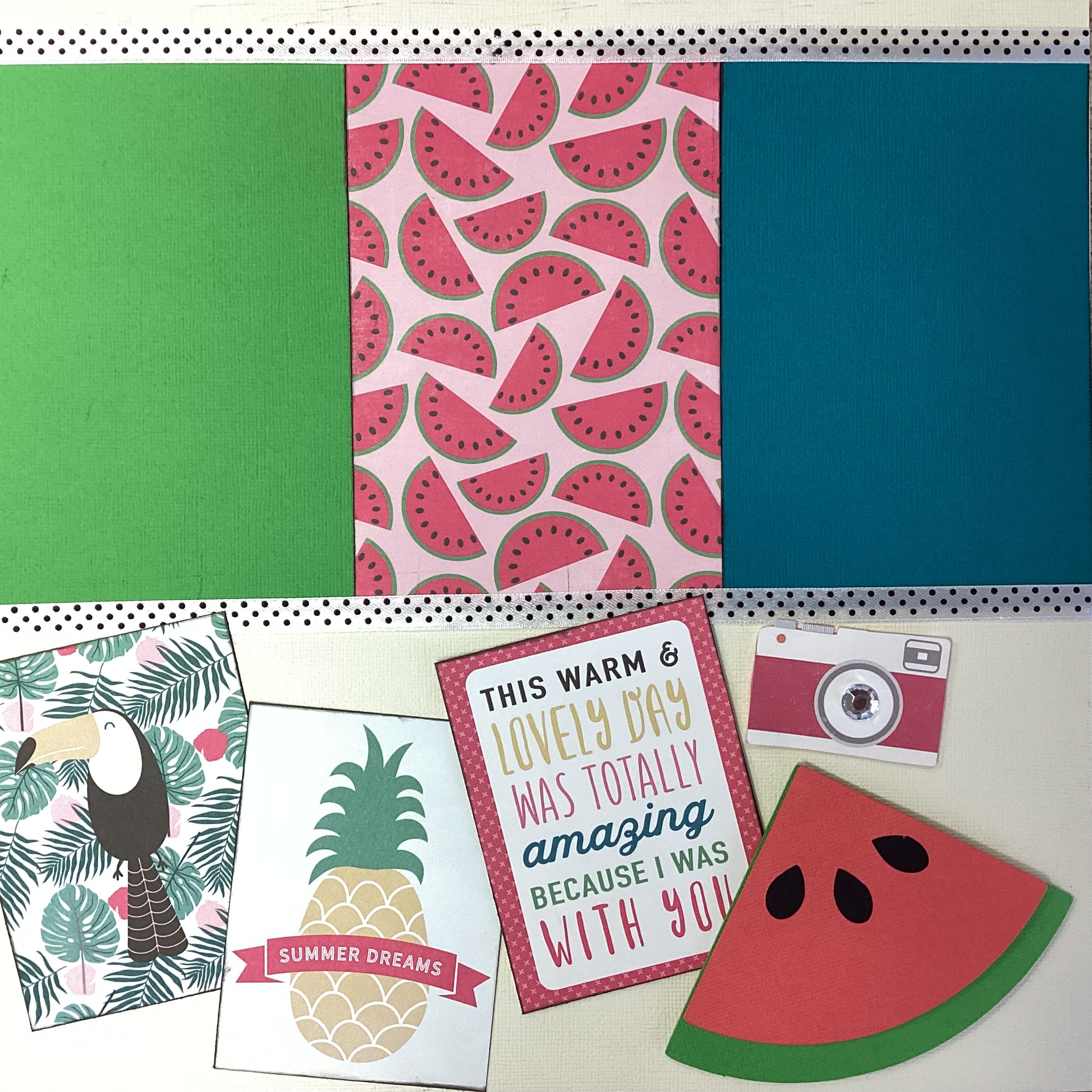 Premade WARM SUNNY MOMENTS 12"X12" (2) Scrapbook Pages