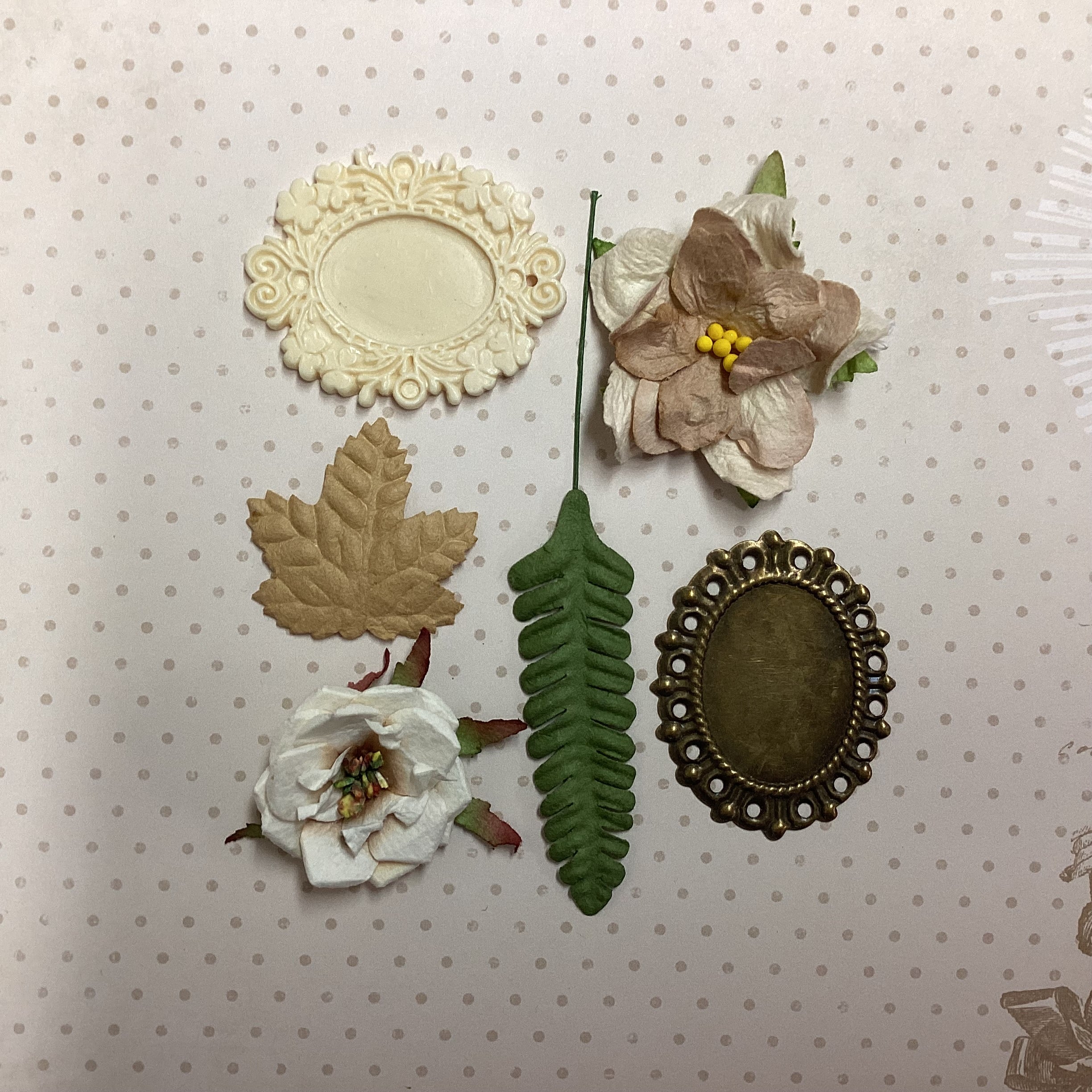 Scrapbooksrus VICTORIAN EPHEMERA Oval Cameo Frame & Flowers 6pc