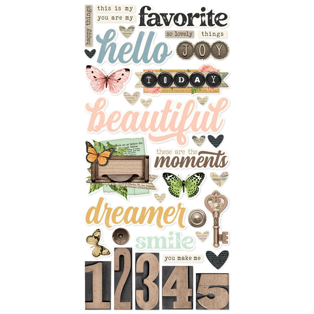 Simple Stories SIMPLE VINTAGE JUNK DRAWER Foam Stickers 72pc