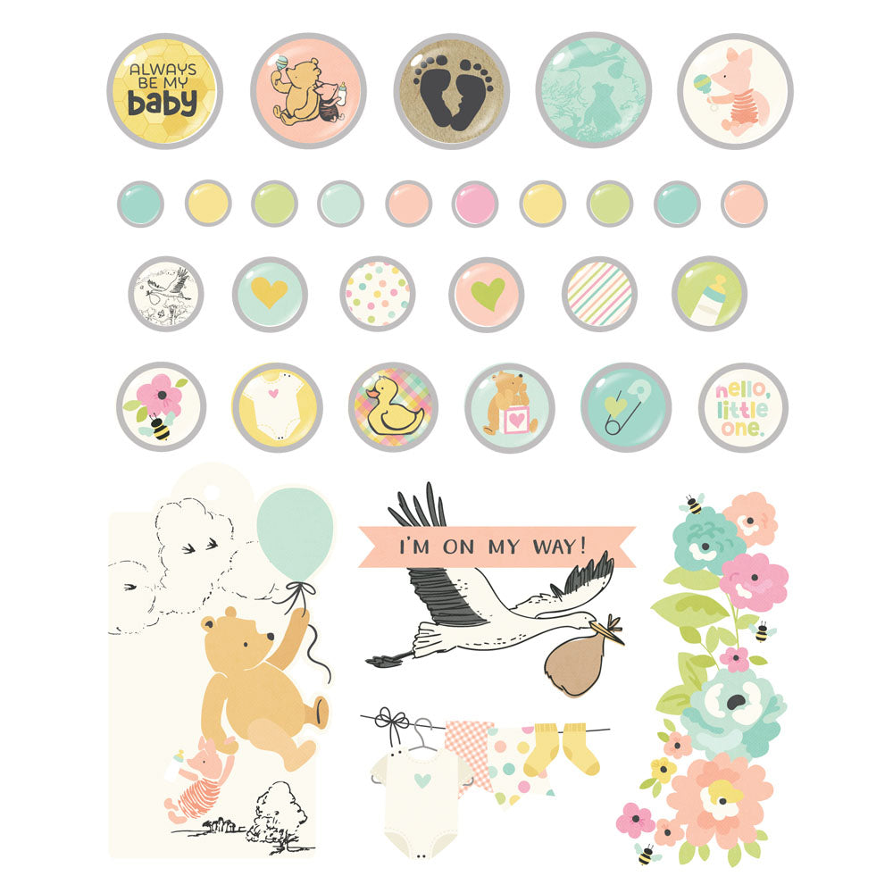 Simple Stories SAY CHEESE CLASSIC POOH BABY Decorative Brads