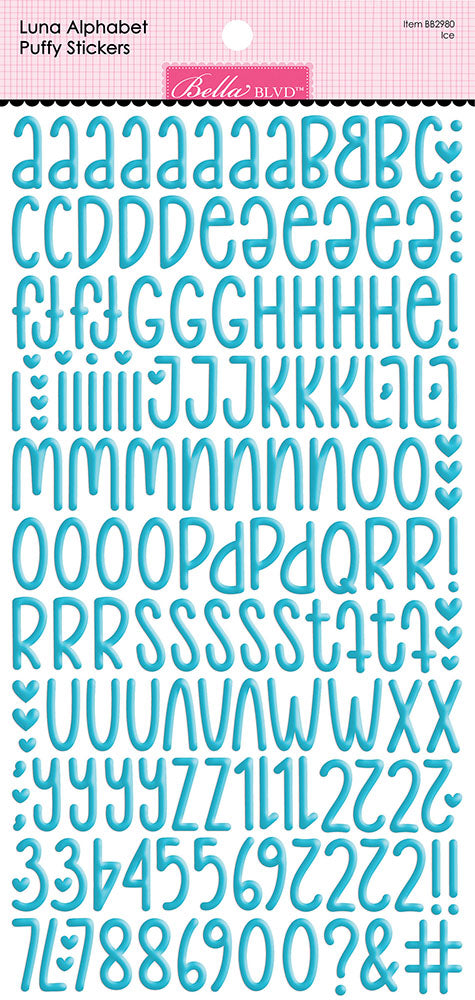 Bella Blvd LUNA ALPHABET Puffy Stickers Letters Numbers