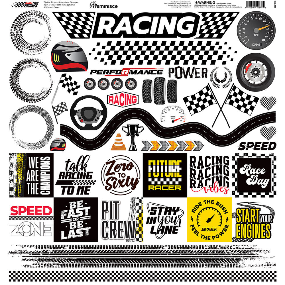 Reminisce START YOUR ENGINES 12"X12" Scrapbook Kit 9pc
