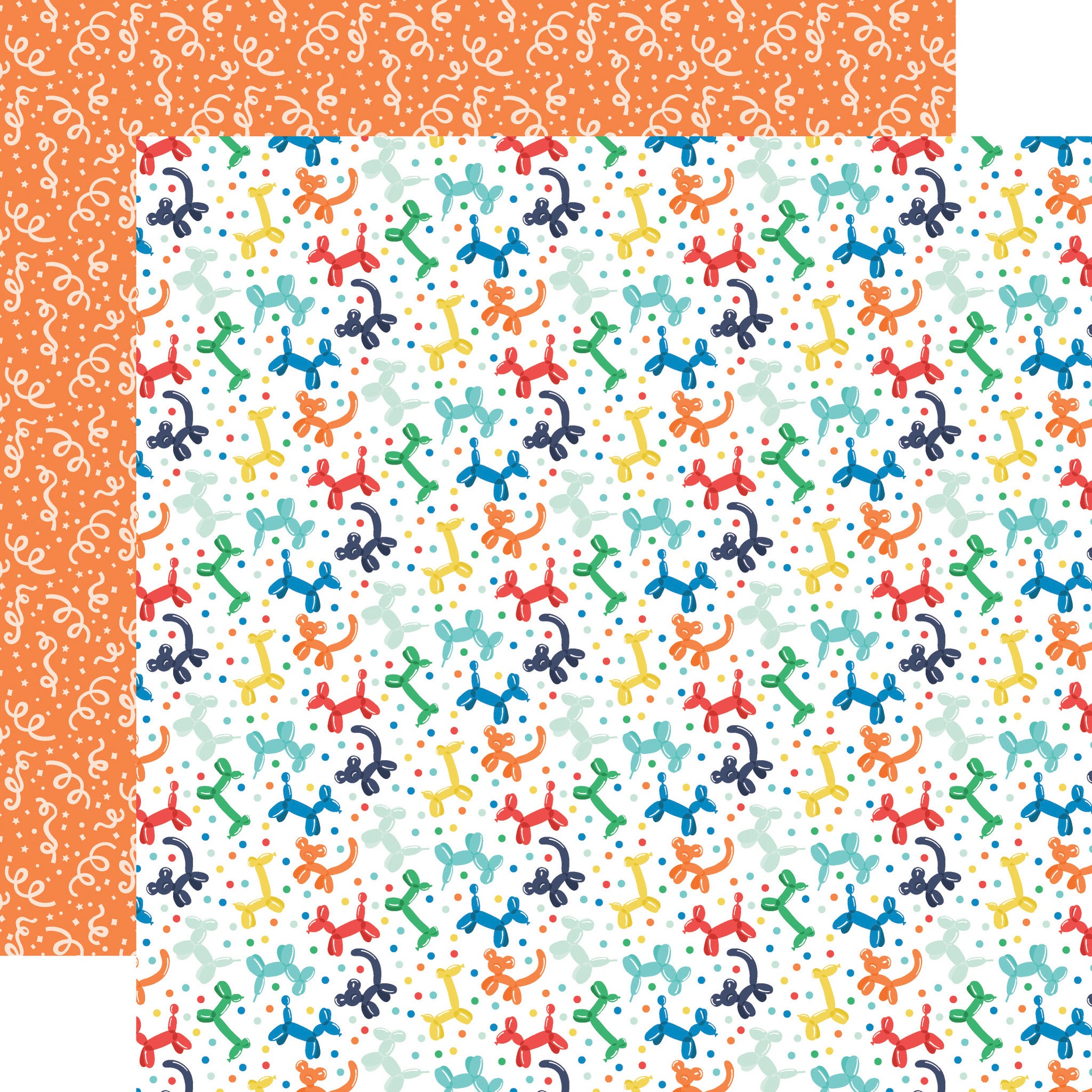 Echo Park It’s Your Birthday Boy BALLOON ANIMALS 12"X12" Scrapbook Paper