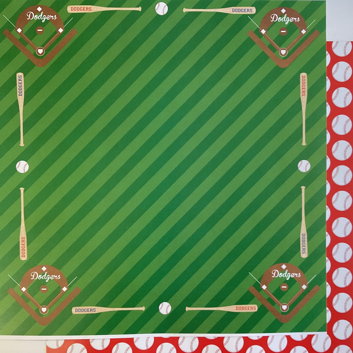 Scrapbooksrus DODGERS BASEBALL 12"X12" Scrapbook Paper Kit 12 Sheets