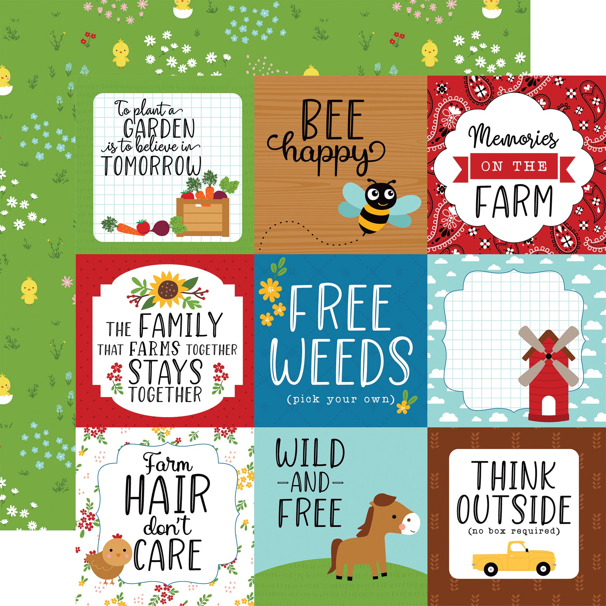 Echo Park FUN ON THE FARM 12”x12” Scrapbook Paper