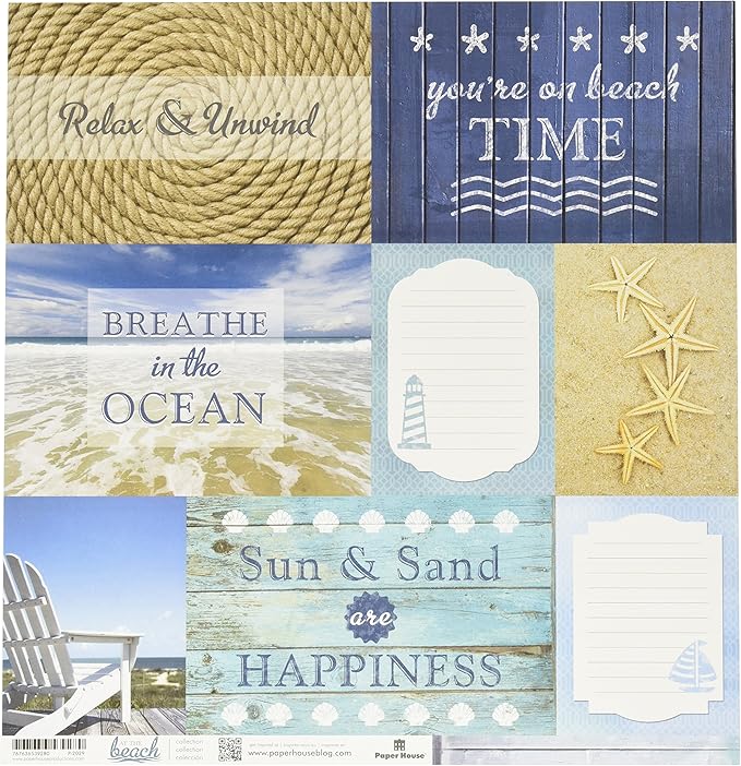 Paper House AT THE BEACH 12"X12" Scrapbook Sheet