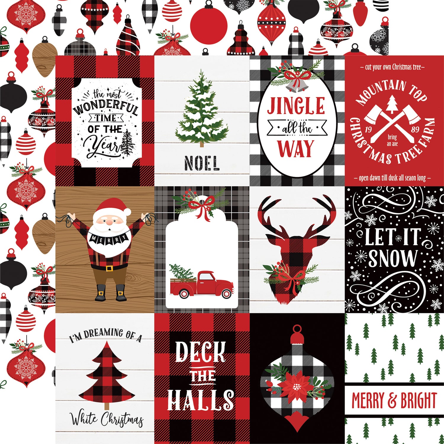 Echo Park LUMBERJACK CHRISTMAS Collection 12"X12" Scrapbook Paper