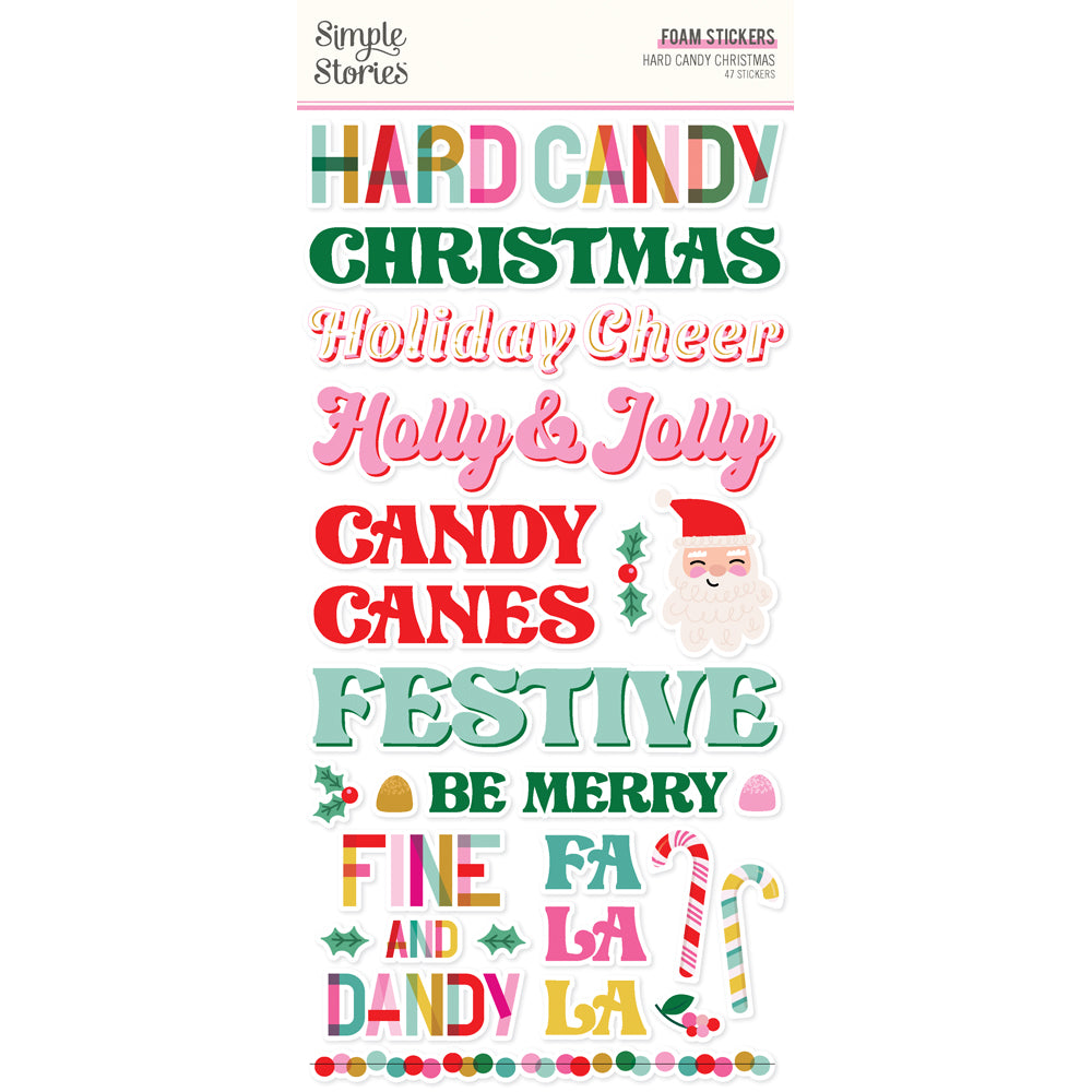 Simple Stories HARD CANDY CHRISTMAS Foam Stickers 47pc