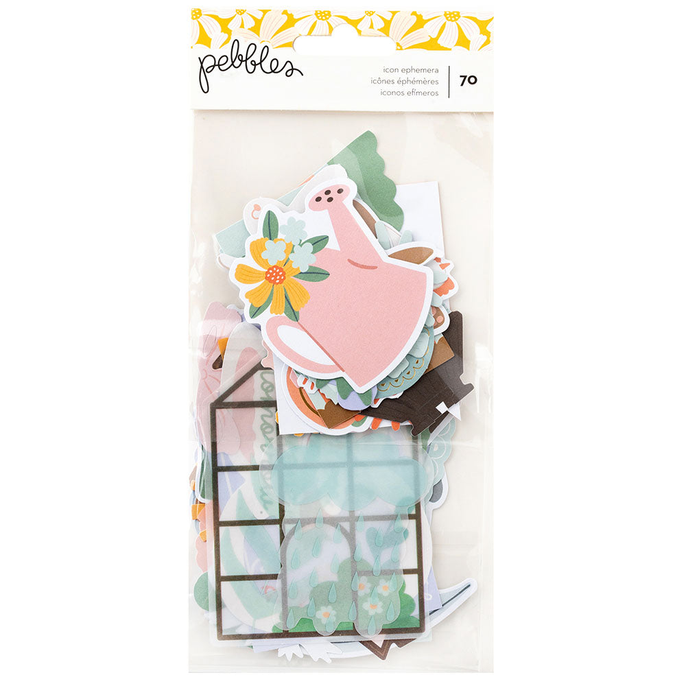 Pebbles SUNNY BLOOMS Icon Ephemera 70pc