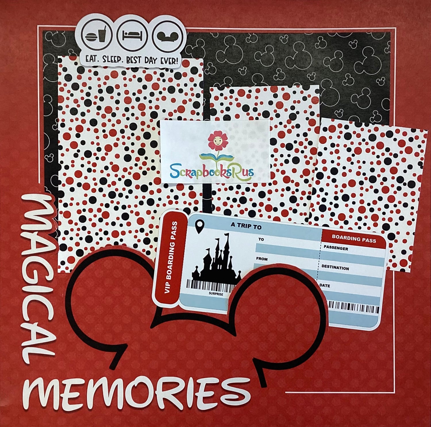 Scrapbook Customs Retro Dots RED & BLACK 12X12 Paper