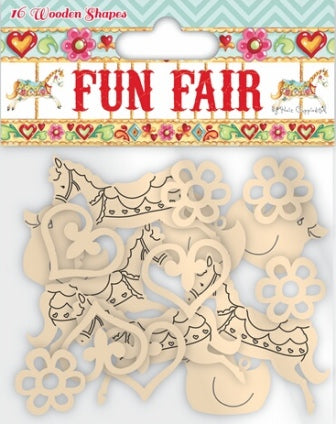 Trimcraft Helz Fun Fair WOODEN SHAPES 16pc