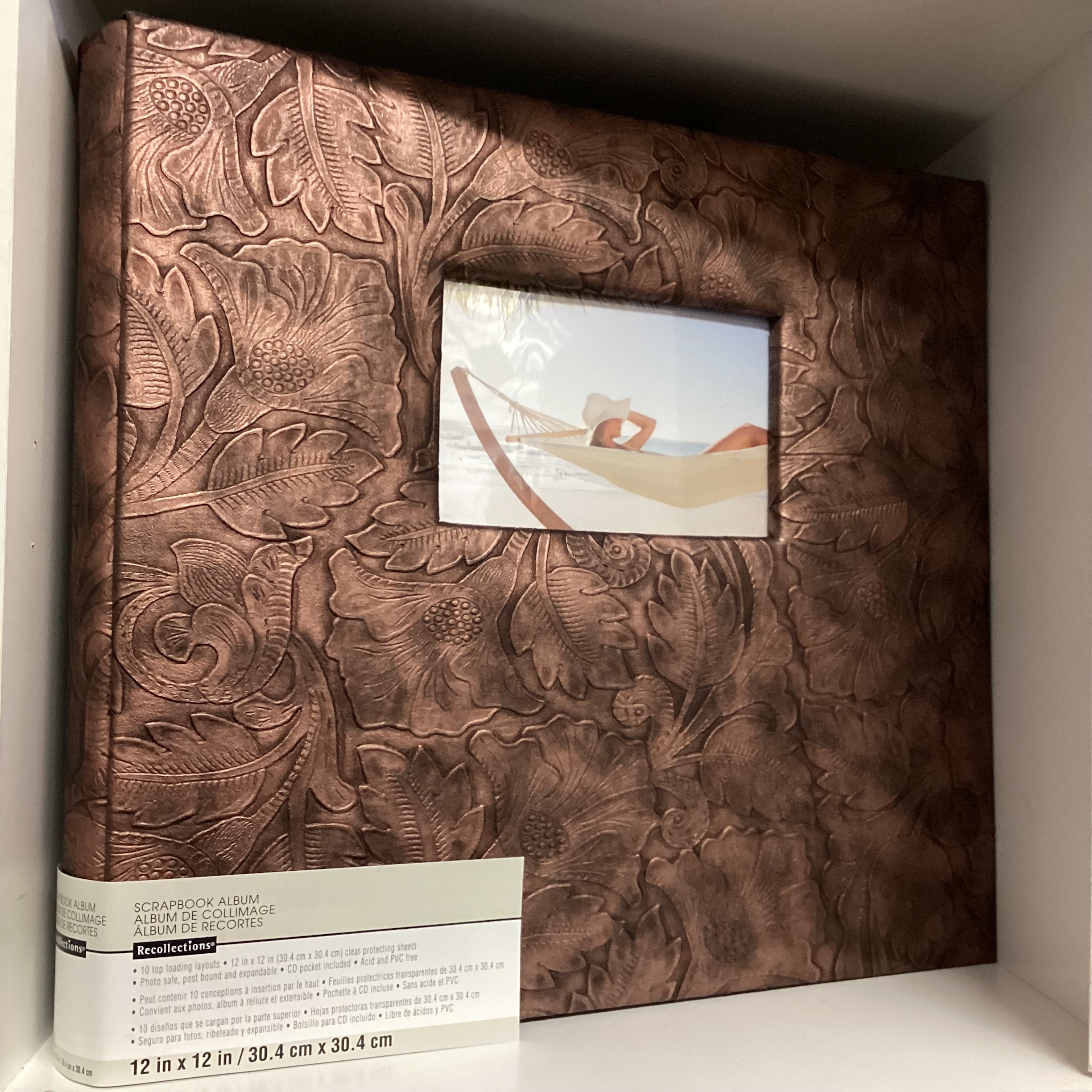 Recollections EMBOSSED BROWN FLORAL LEAF 12"X12" Scrapbook Memory Album