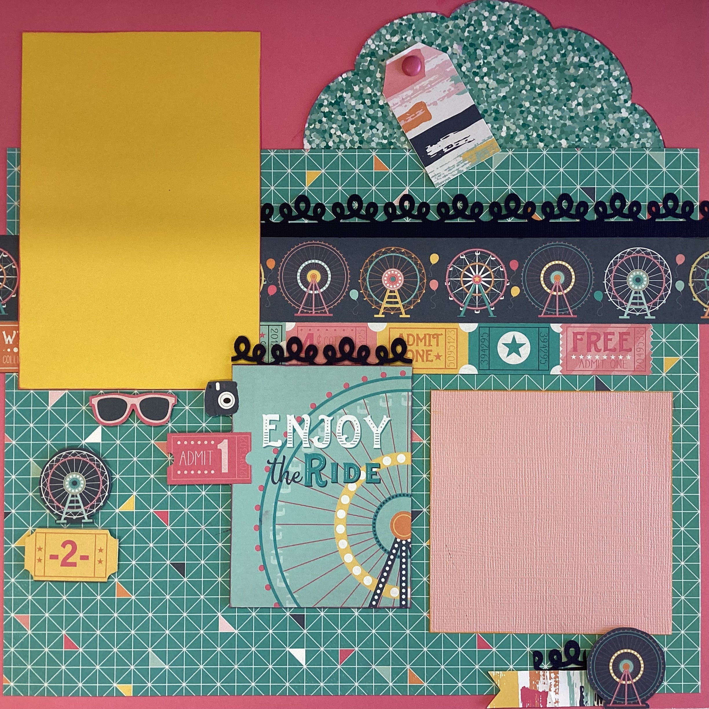 Premade ENJOY THE RIDE 12"x12" Scrapbook Page