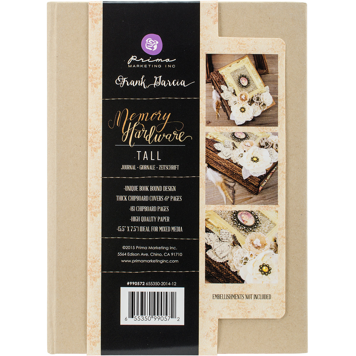 Prima Memory Hardware TALL Chipboard Journal