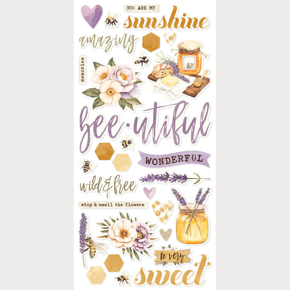 Simple Stories SIMPLE VINTAGE LAVENDER FIELDS Foam Stickers 66pc