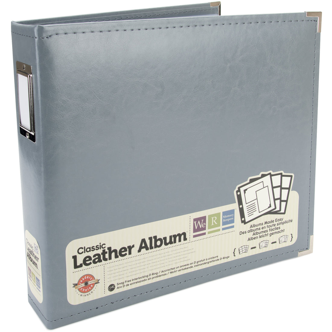 We R Classic Leather Album CHARCOAL 12"X12" D Ring Memory Scrapbook