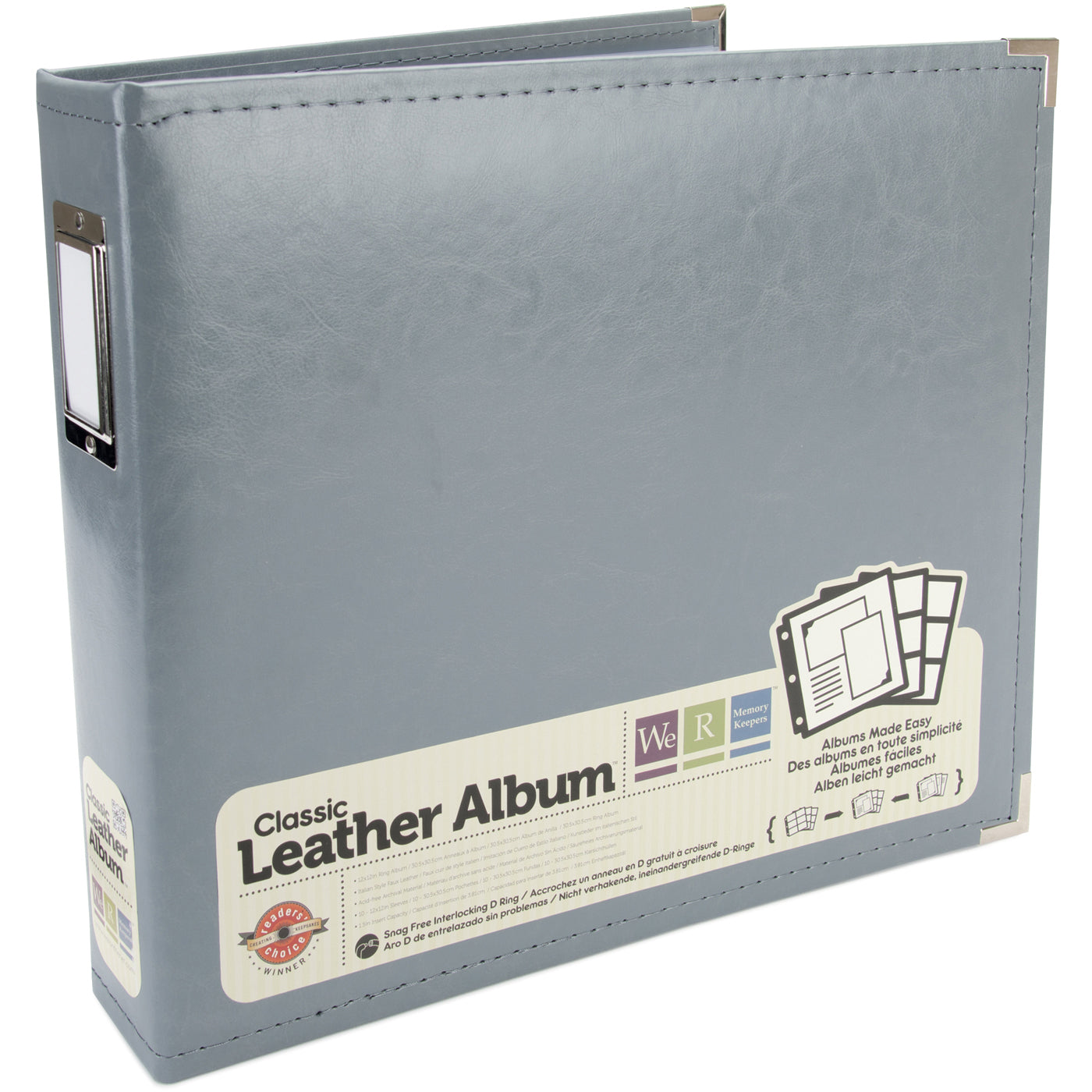 We R Classic Leather Album CHARCOAL 12"X12" D Ring Memory Scrapbook