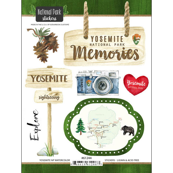 National Park YOSEMITE Stickers 18pc Scrapbook Customs