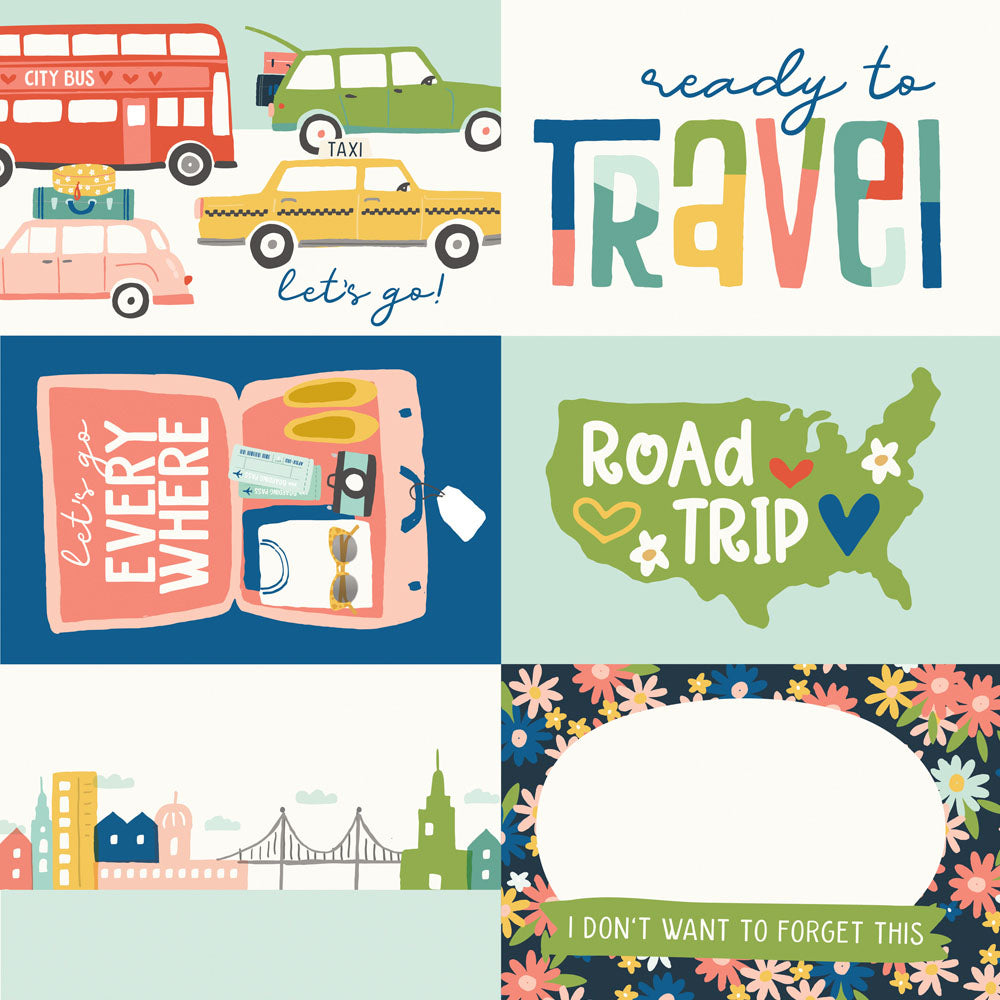 Simple Stories PACK YOUR BAGS 4X6 Elements 12”X12” Scrapbook Paper