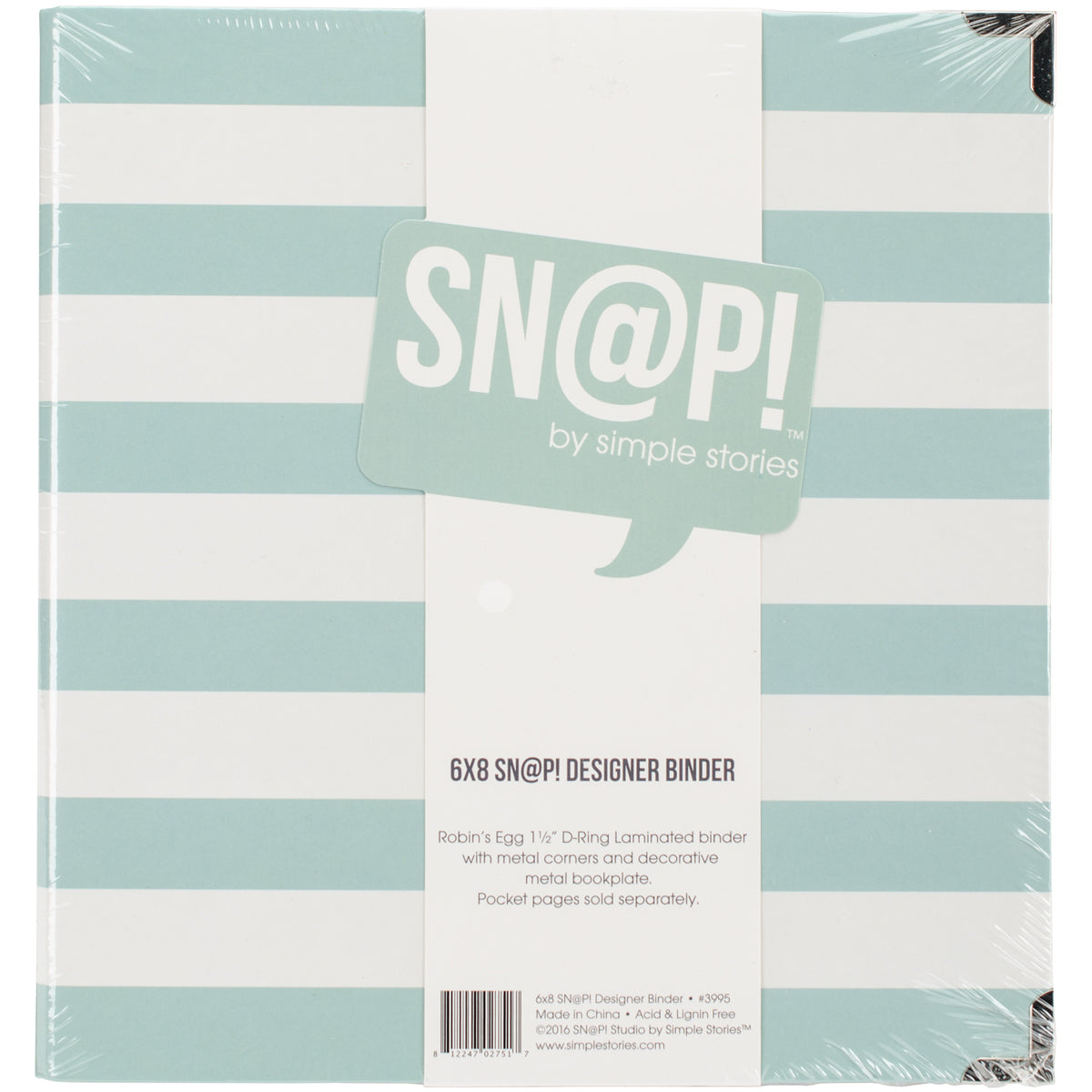 Sn@p Studio by Simple Stories ROBIN’S EGG 6”X8” Designer Snap Binder Album
