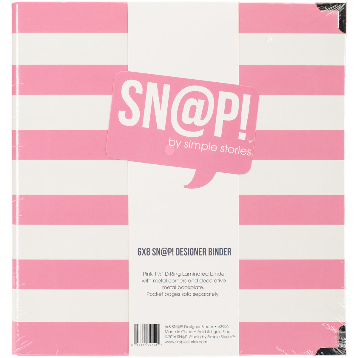 Sn@p Studio by Simple Stories PINK 6”X8” Designer Snap Binder Album