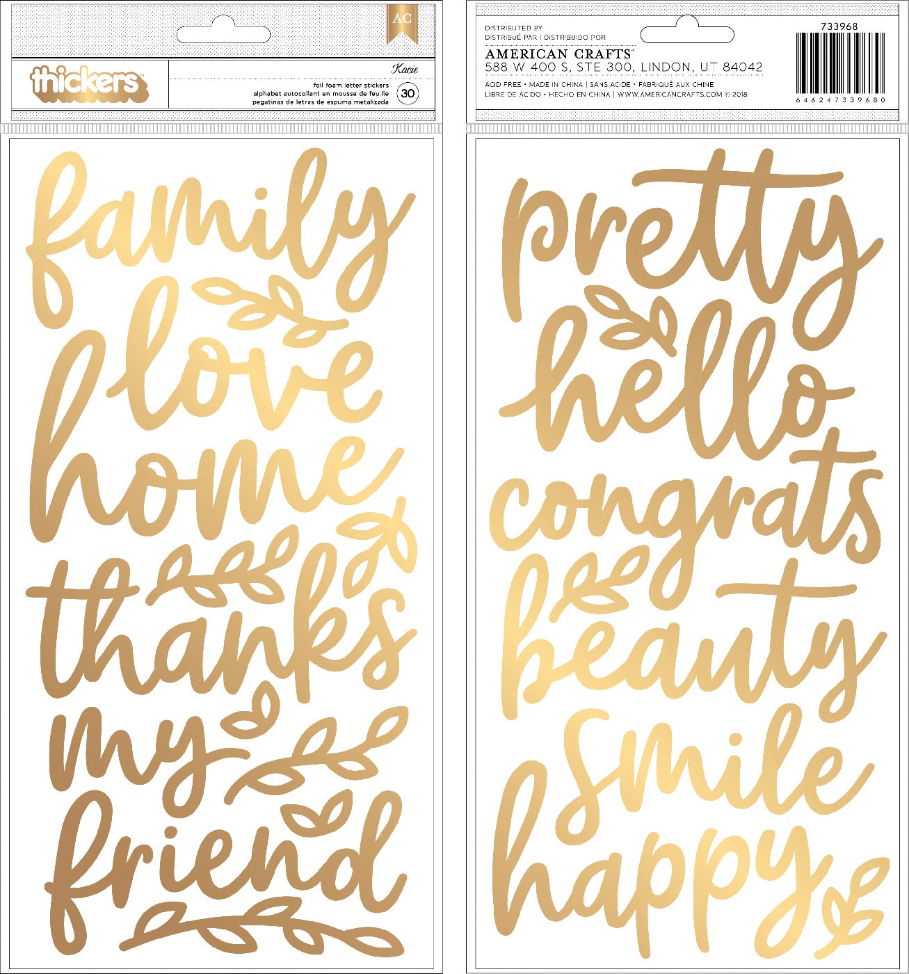 Thickers KACIE Along the Way Gold Foil Foam Phrase Stickers