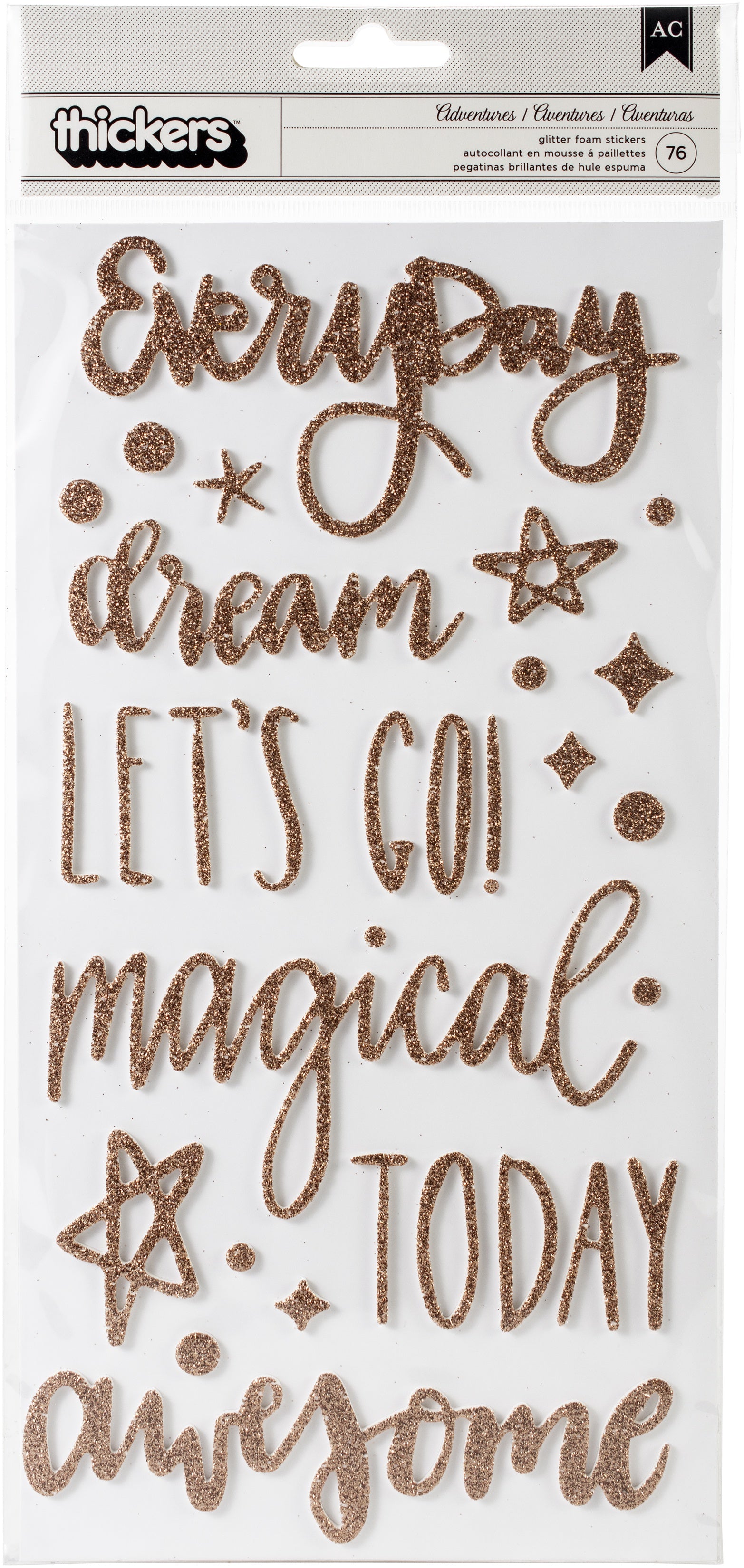Thickers Shimelle Head in the Clouds ADVENTURES Glitter Foam Phrase Stickers
