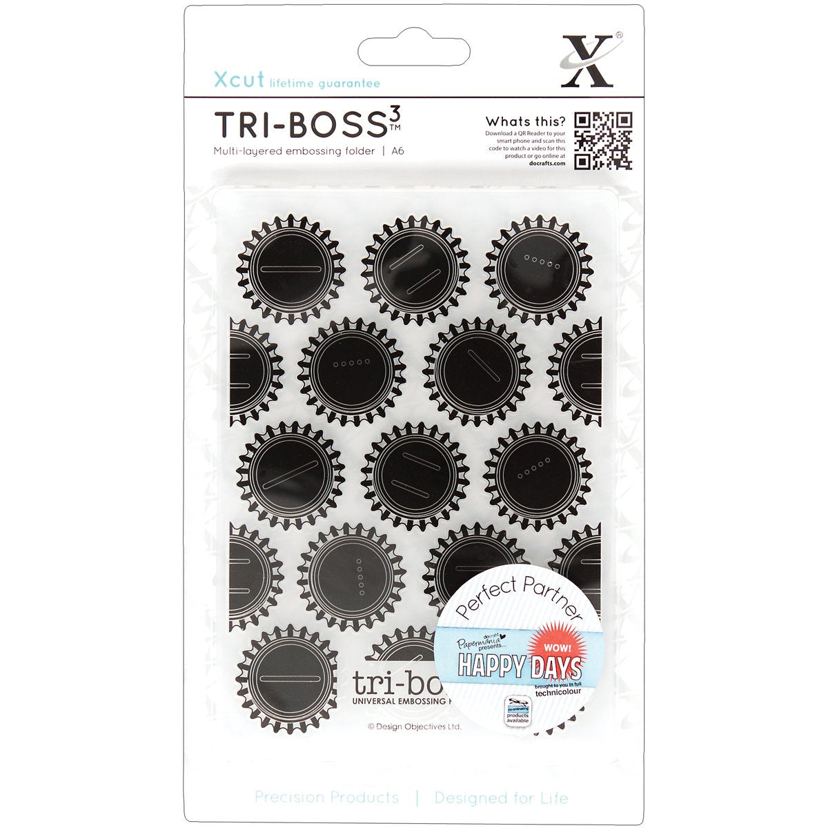 Xcut Tri-Boss HAPPY DAYS BOTTLE CAPS Embossing Folder A6 1pc