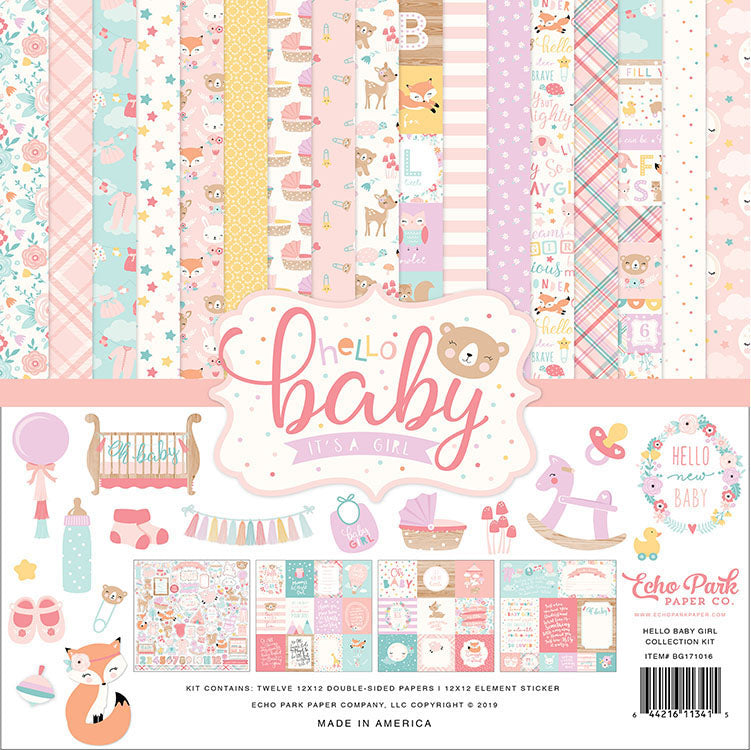 Echo Park HELLO BABY GIRL 12"X12" Scrapbook Collection Kit