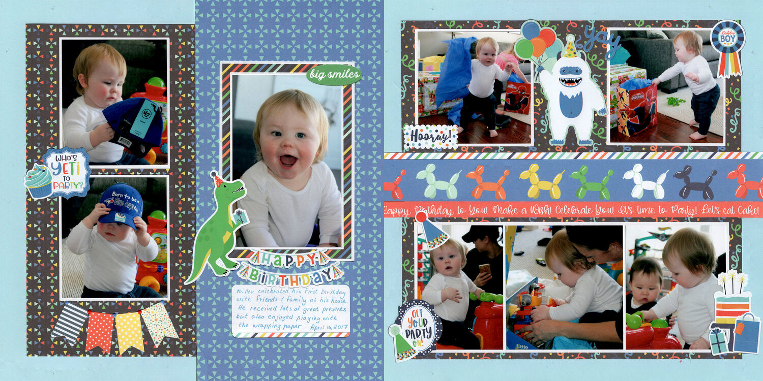 Echo Park It’s Your Birthday Boy BORDER STRIPS 12"X12" Scrapbook Paper