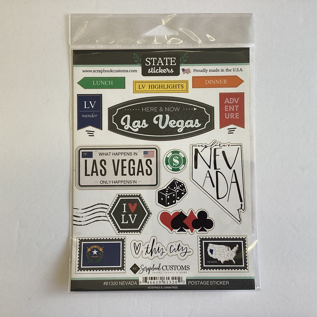 Scrapbook Customs State Sticker NEVADA Postage Stickers 15pc